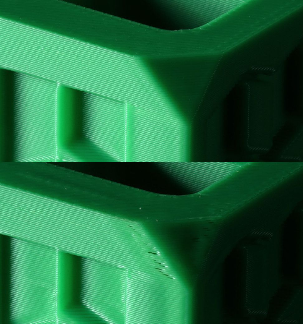 ノズル圧力センシングとフロー補正の比較画像