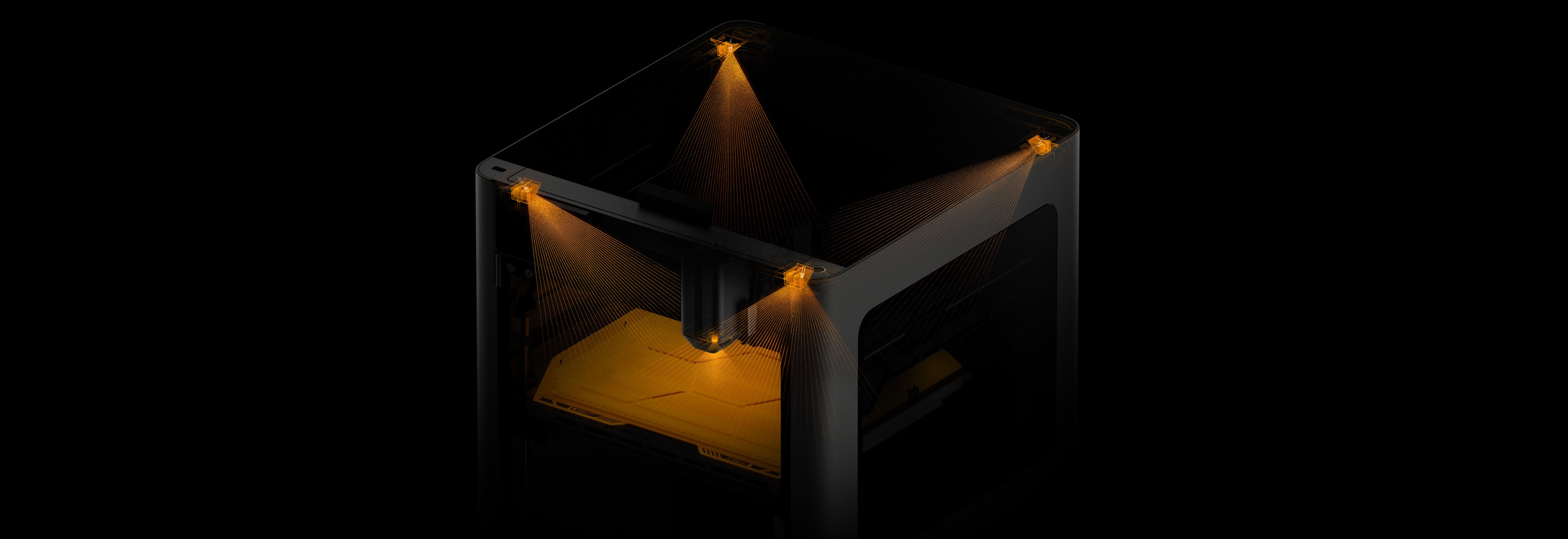 火災検知用センサーが4隅に搭載されたH2Dの構造図