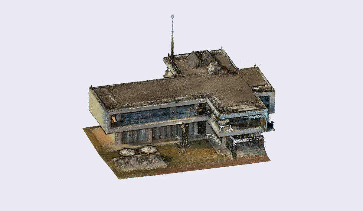 屋外建築の点群スキャン